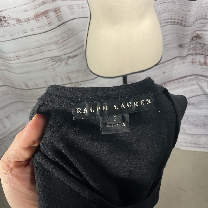 Ralph Lauren Black Knit Sleeveless Scoop Neck Wool Blend Mini Dress - Size 2