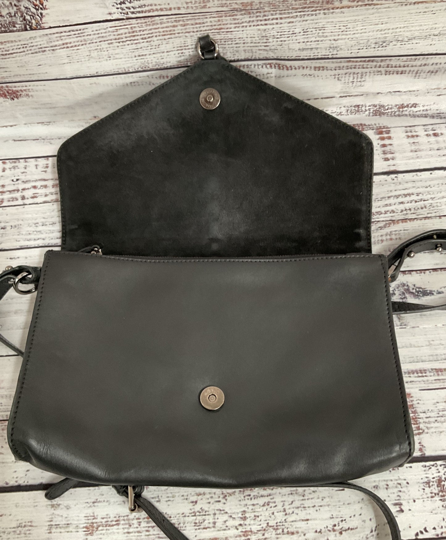 Hidden Land Women's Black Leather Crossbody Shoulder Bag