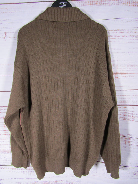 Vintage Cibreo Men's Brown Knit Suede Trim Sweater Size L