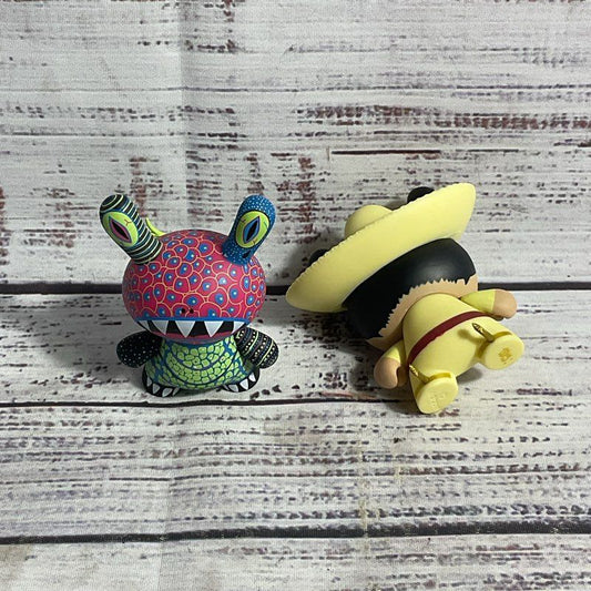 Lot Of 2 Kidrobot Azteca II 3" Vinyl Mini Figures Mariachi Tepetonga Lizard