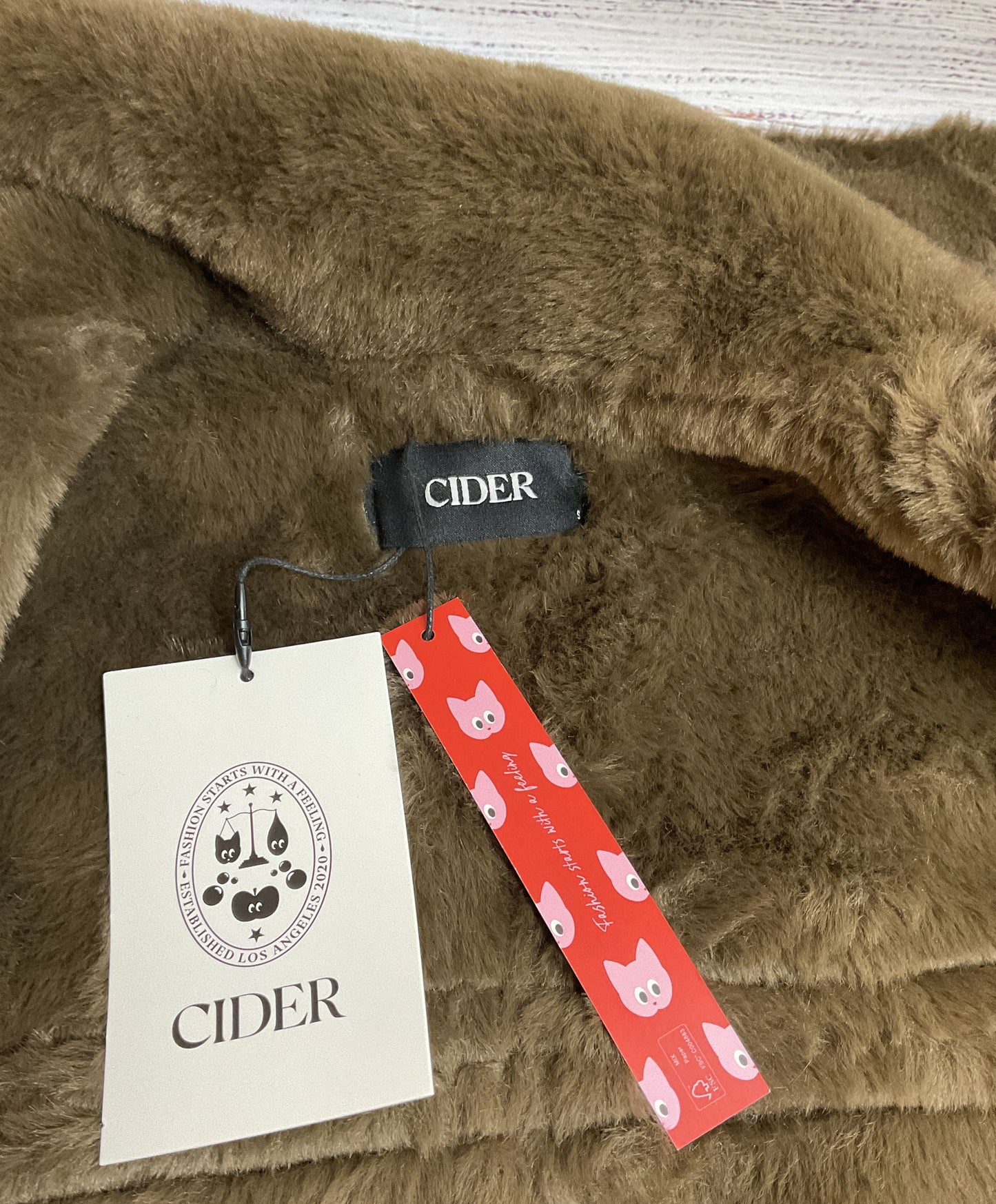Cider City Chic Faux Shearling Zipper Jacket in Shade 'Coffee' - Size 4