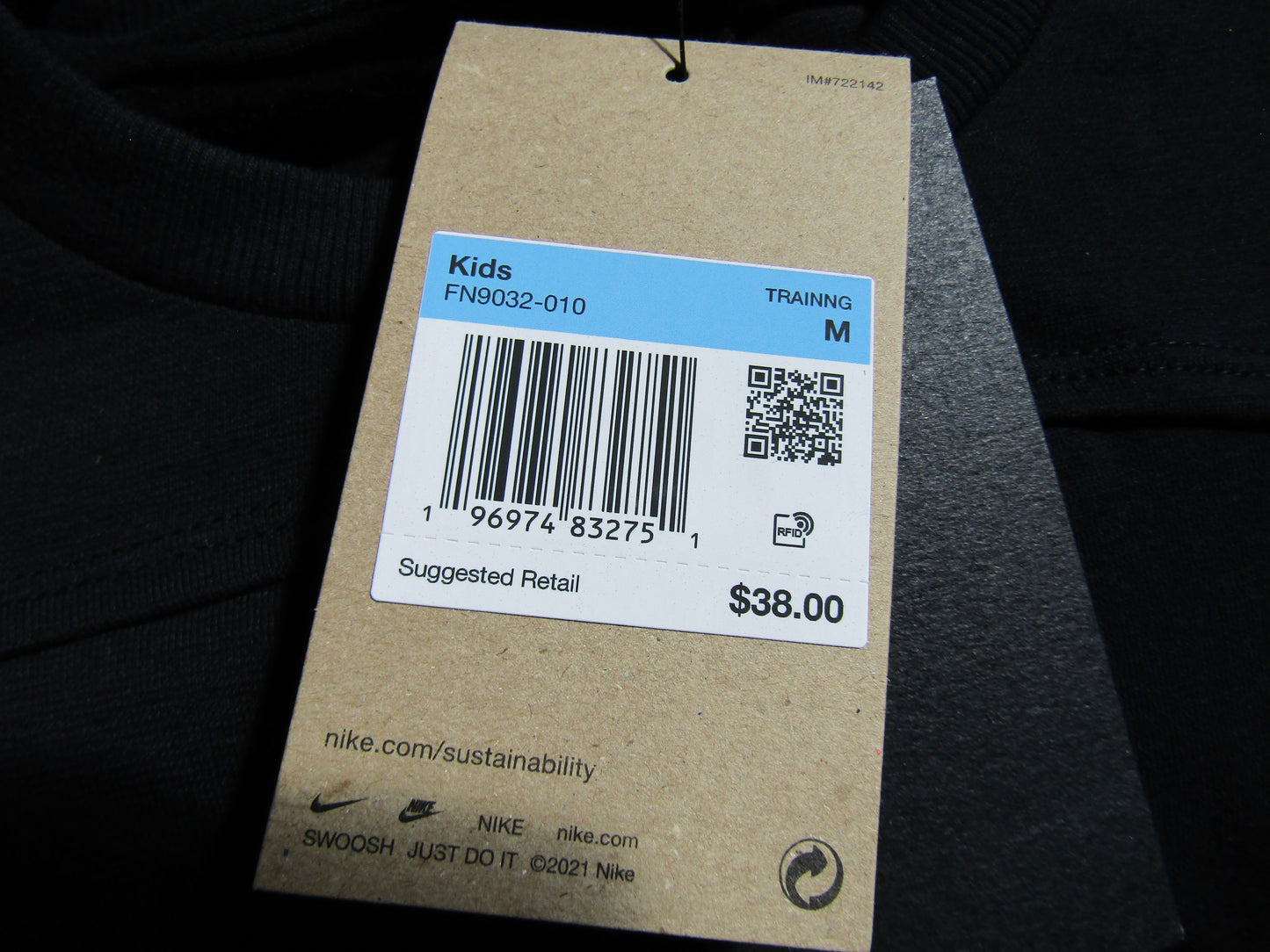 Nike Dri-Fit Girl's Black Long Sleeve Top Size M FN9032-010