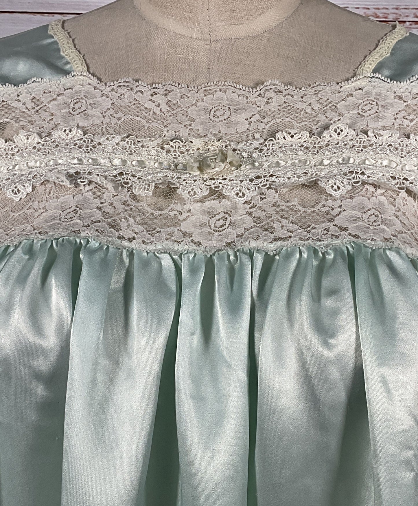Christian Dior Vintage Lace Lined Nightgown Green