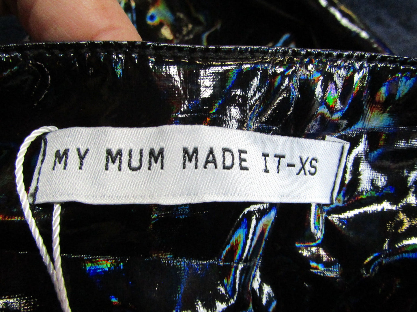 My Mum Made These Women's Black Holographic Faux Leather Pants Size XS