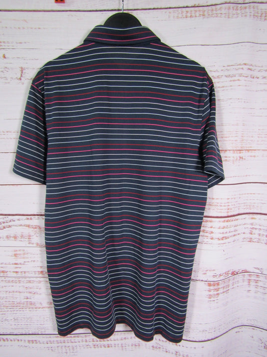 G-Fore Men's Blue Multi Stripe Short Sleeve Polo Shirt Size M