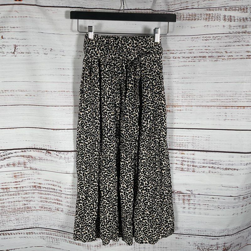 Sezane Elie Leopard Print Belted Flowy Viscose Skirt - Size 34