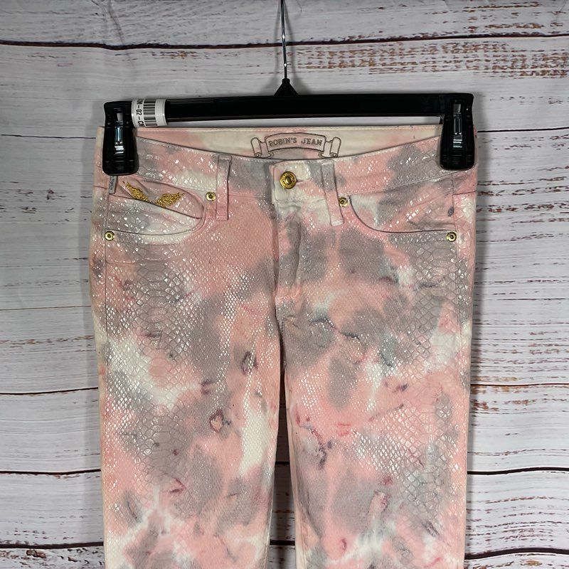 Robin's Jean Y2K Indie Sleaze Pink Tie Dye Snakeskin Denim Pants - Size 26