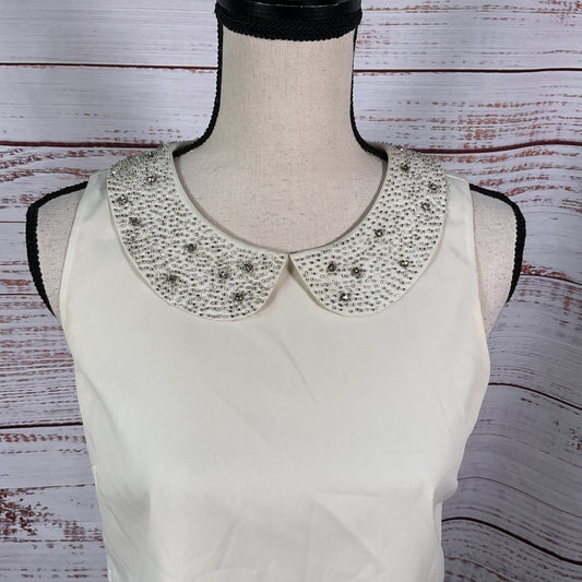 Ted Baker Off White Jeweled Sequin Beaded Collar Sleeveless Dress - Size 1