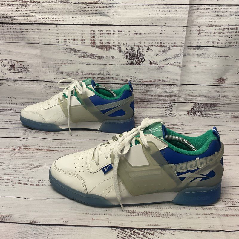 Reebok Workout Plus ATI White Humble Blue Sneaker Athletic Shoe Men Size 10.5