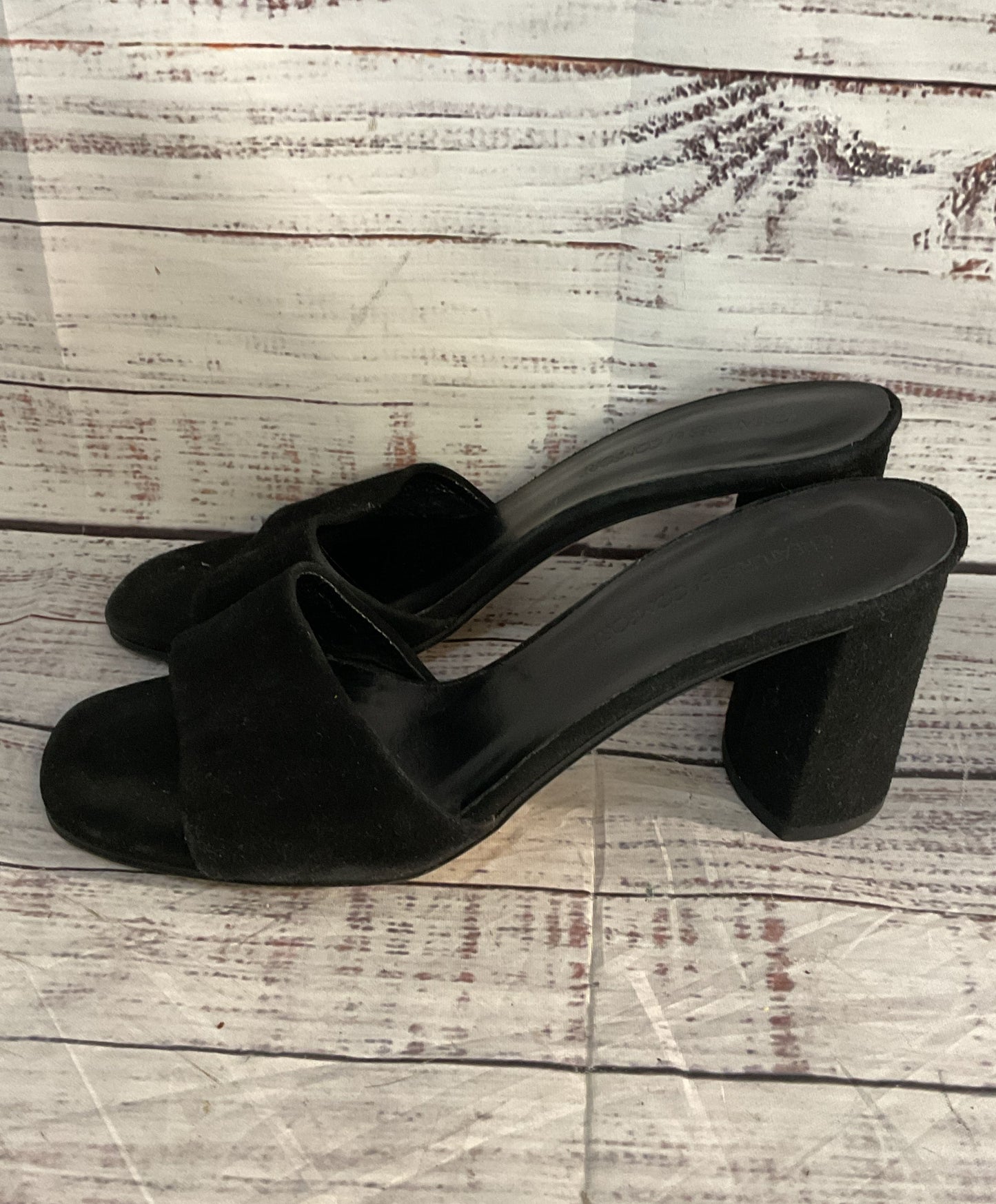 Creatures of Comfort Suede Block Mule Heels Black 7.5