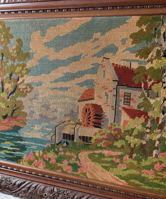 Antique Royal Paris French Tapestry Needlework Framed