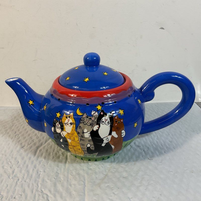CATZILLA by CANDICE REITER Hand Painted Cats Teapot- 7.25"