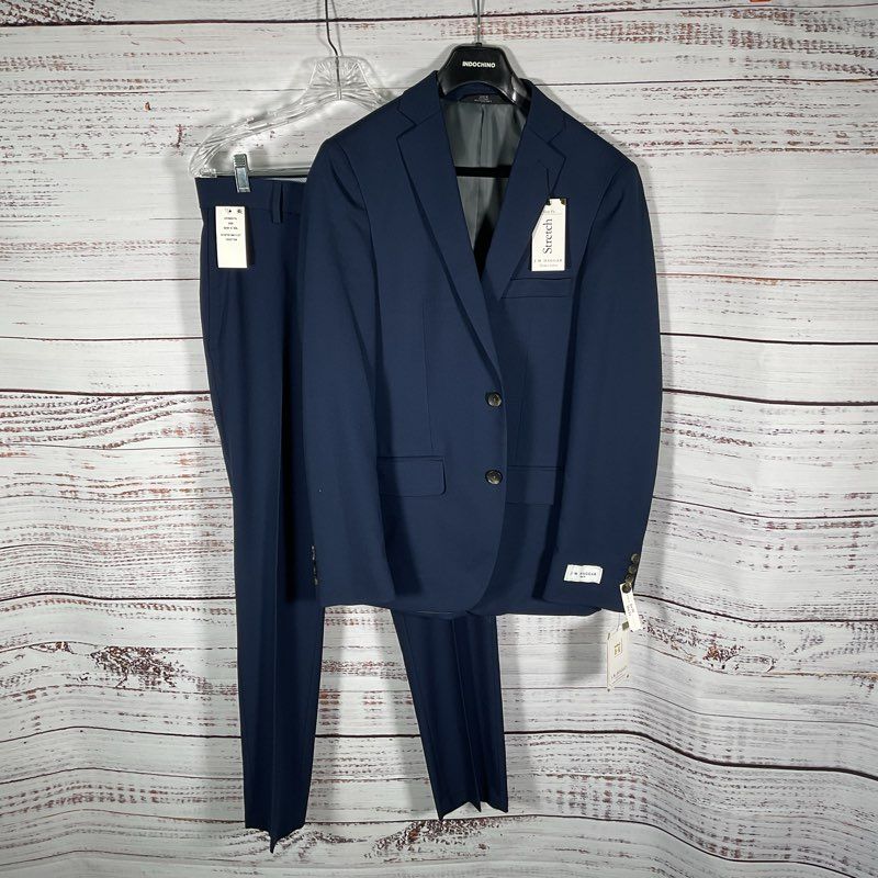 NWT J.M. Haggar Blue Shadow Check 2-Piece Suit (Jacket 36 Reg, Pants 30x30)