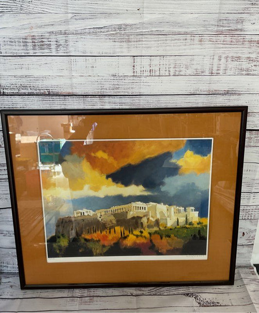 Vintage Watercolor Art Print of Acropolis of Athens Signed #215/295
