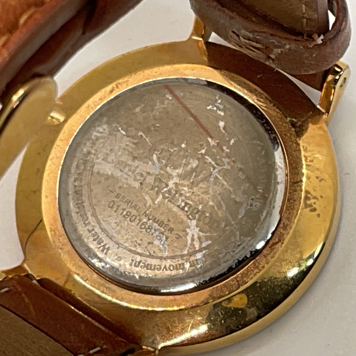 DANIEL WELLINGTON Women's Gold Tone Brown Leather Band Watch