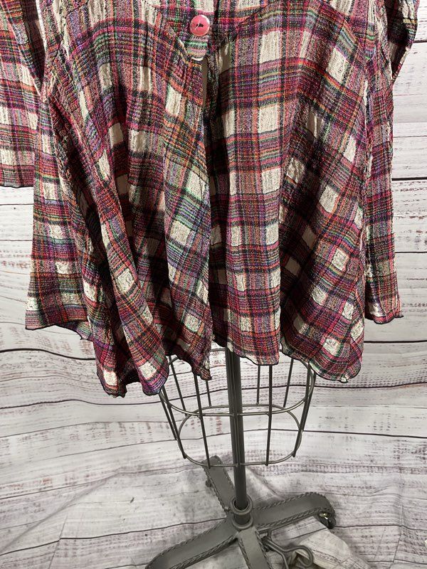 Giselle Shepatin Multicolor Plaid Long Sleeve Button Shirt - Size M