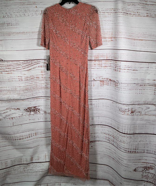 NWT Aidan Mattox Peach Beaded Formal Dress Size 6 Retail $595