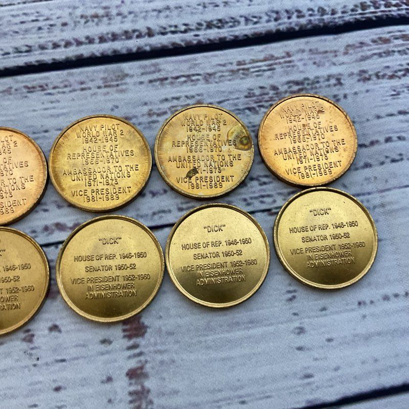Set of 10 VINTAGE George W. Bush and Richard Nixon Commemorative Tokens/Coins