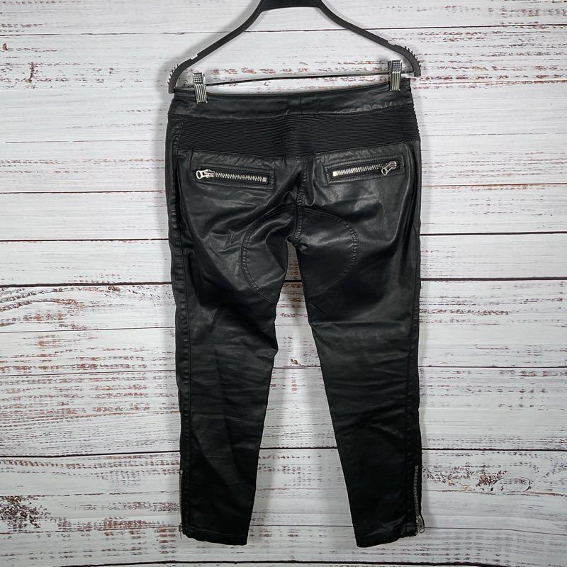 Isabel Marant pour H&M Black Waxed Vegan Leather Moto Pants - Size 6