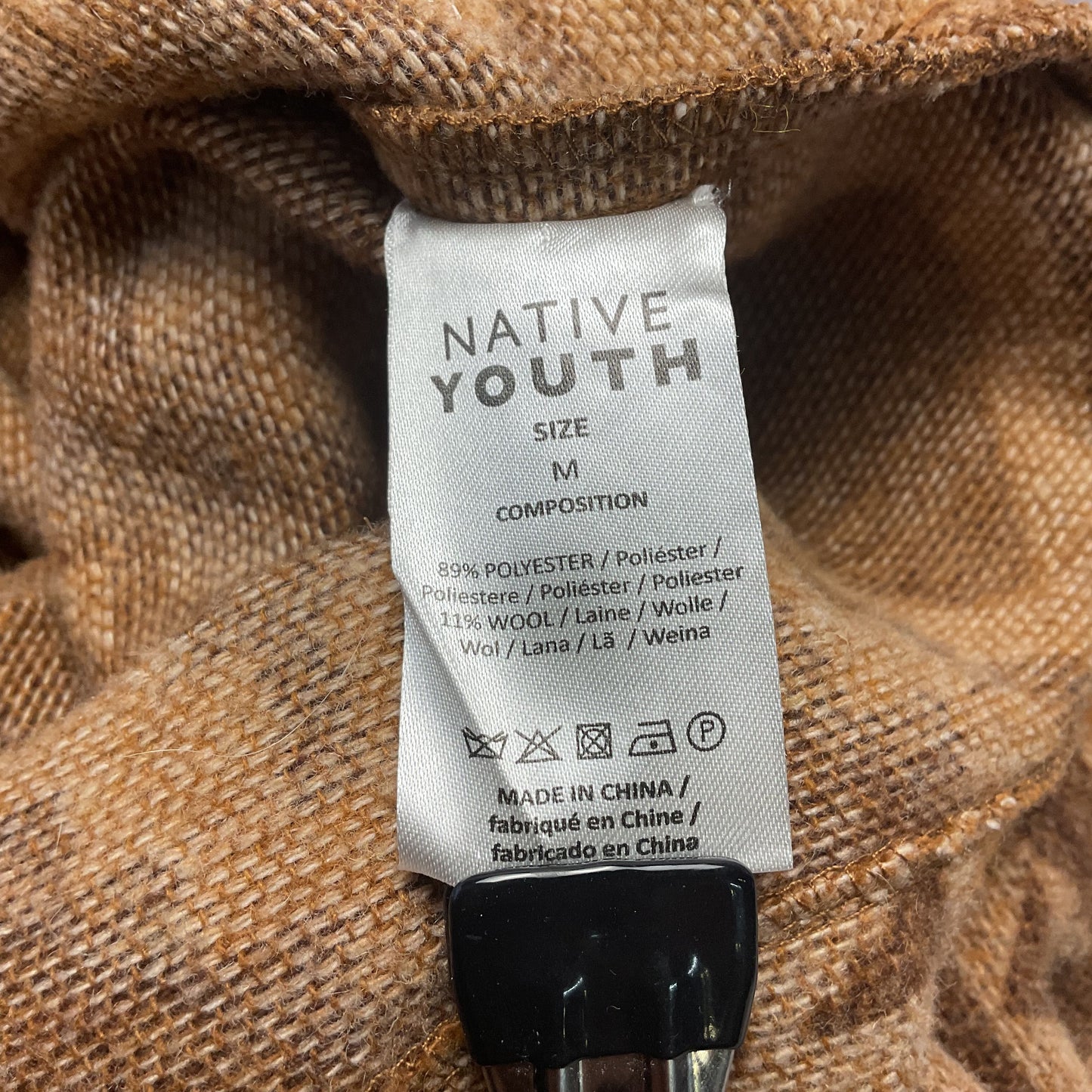 Native Youth Alaric Brown Beige Button Up Flannel Overshirt - Size M