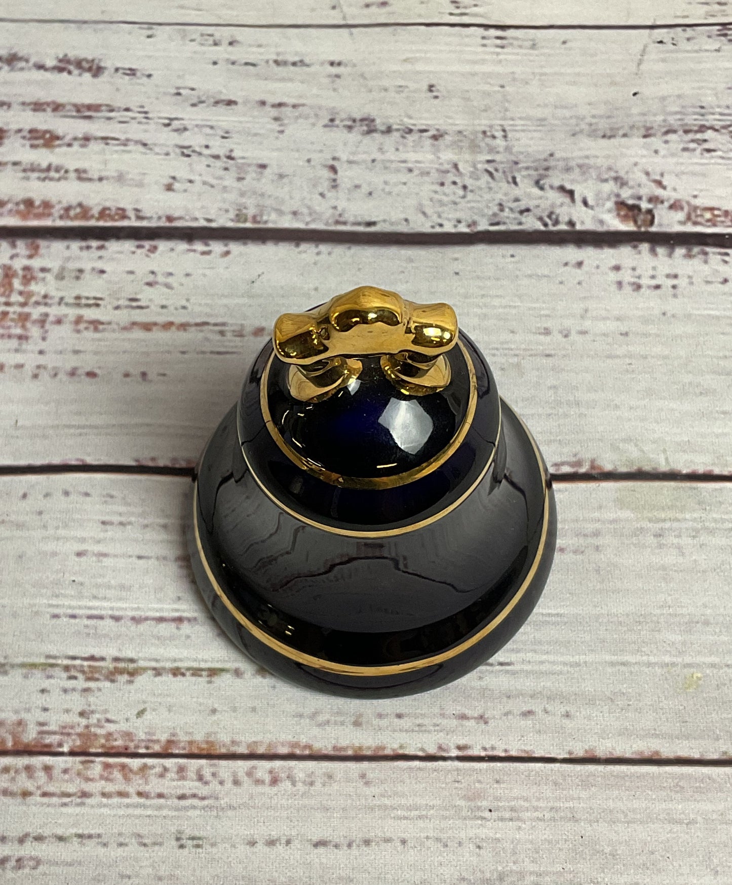 Vintage Rococo Limoges Castel France Porcelain 22k Gold Courting Couple Bell
