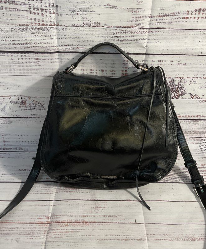 Rebecca Minkoff Black Leather Vanity Saddle Tassel Large Crossbody Bag