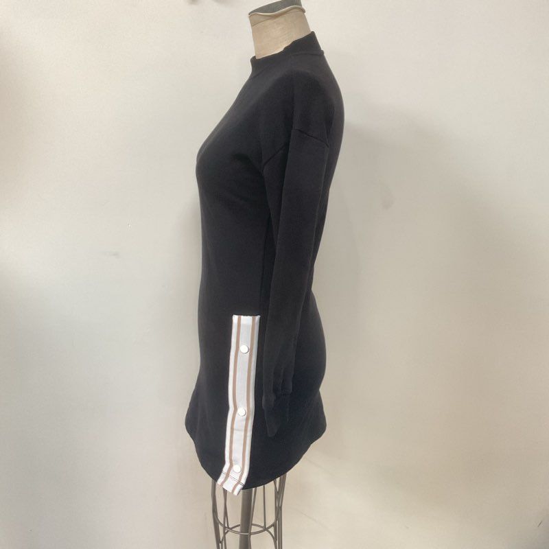 Bench. Black long Sweater Logo Embodied Cotton Blend Dress - Size 2/4