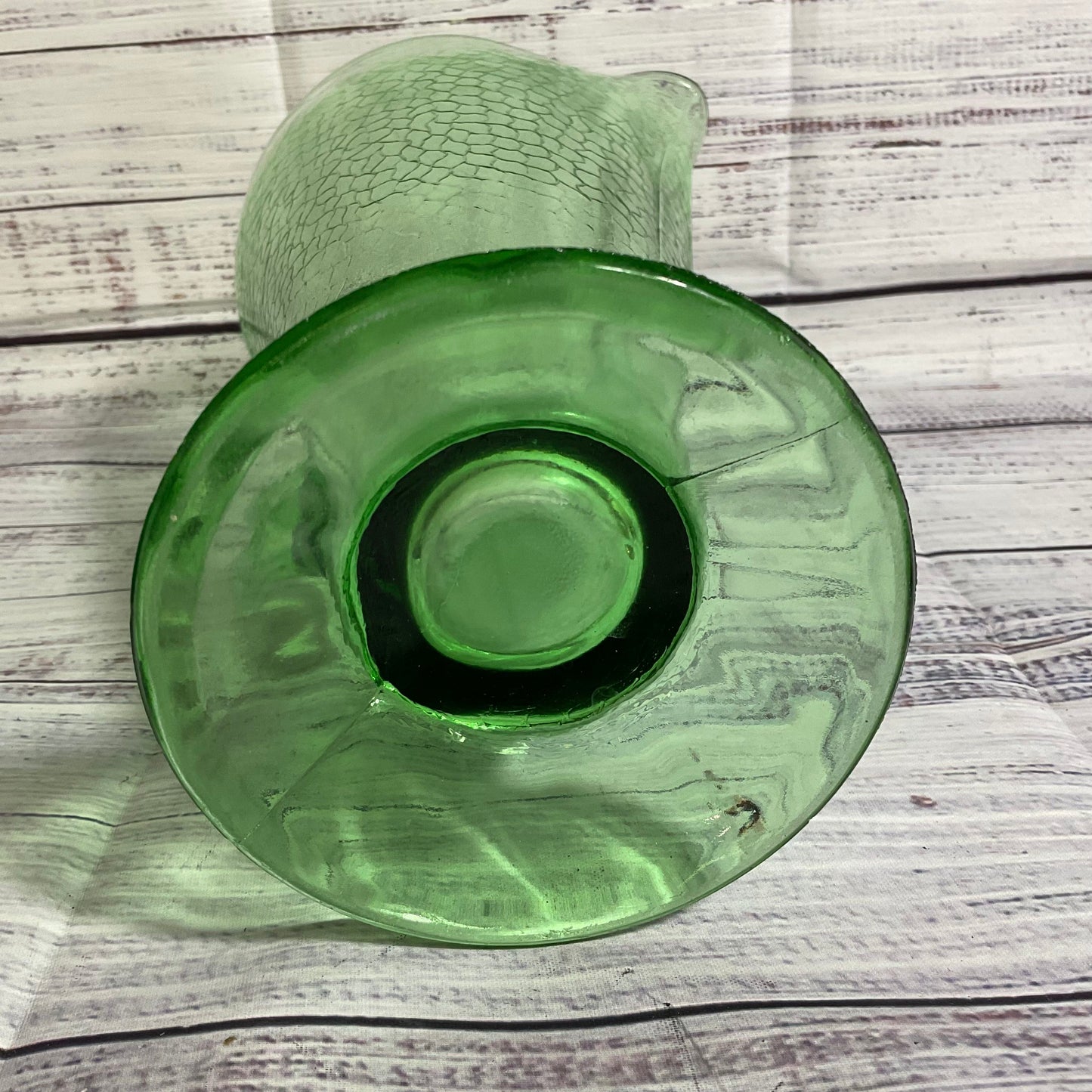 VTG. McKEE?? Green Crackle Glass Pitcher- 9"