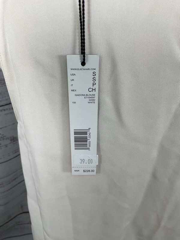 NWT Elie Tahari Isadora White Sleeveless Pearl Blouse Women's Size S