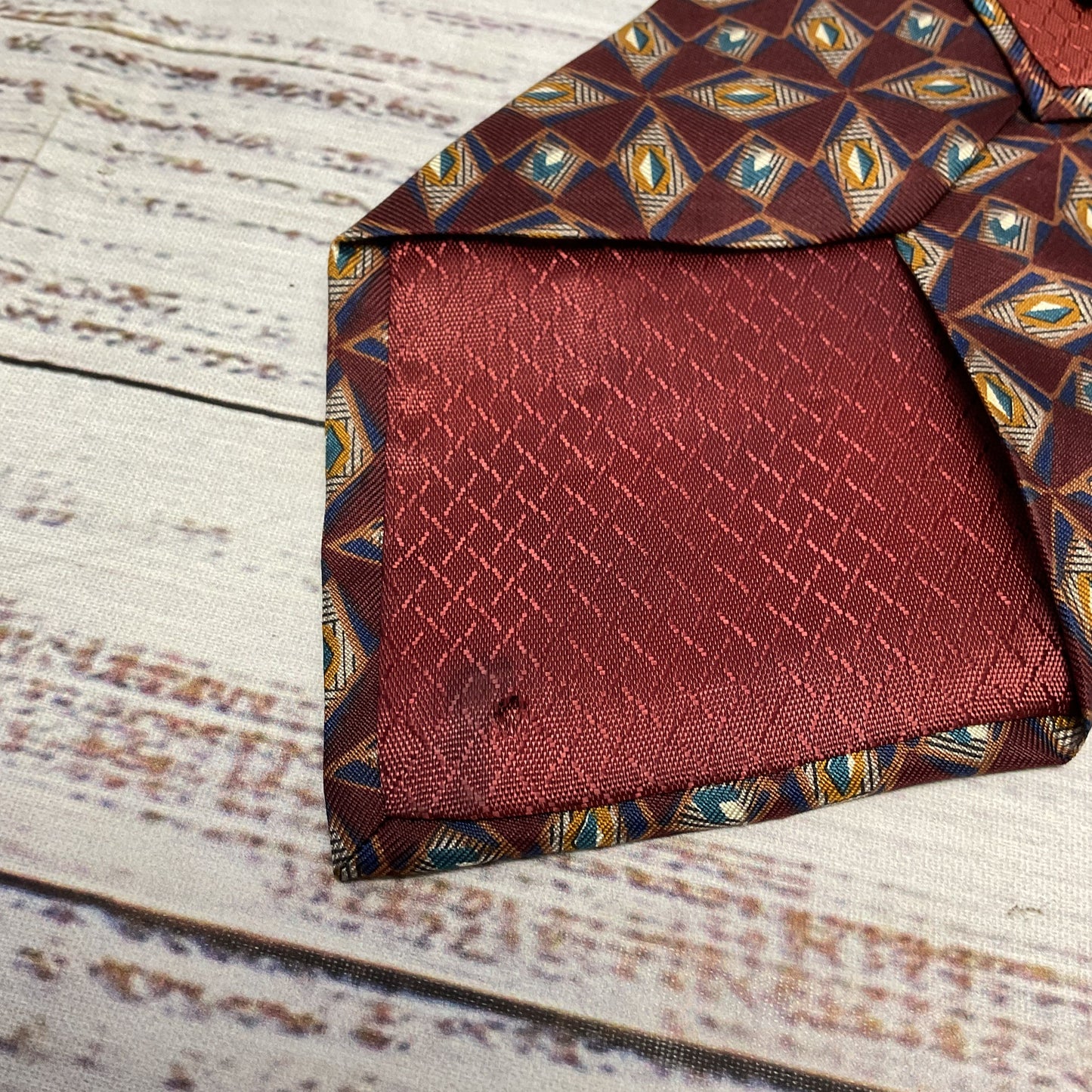 Christian Dior Maroon Red Geometric Pattern Neck Tie - Size 56"