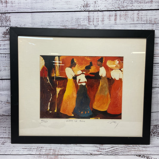 "Make Up Time" Print Signed 36/100 Warm Tones Women Impressionist