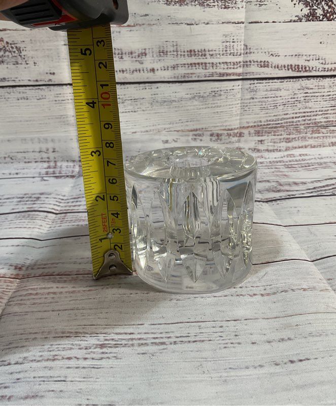Oreffors Signed Crystal Candle Holder 3"x 2.5"