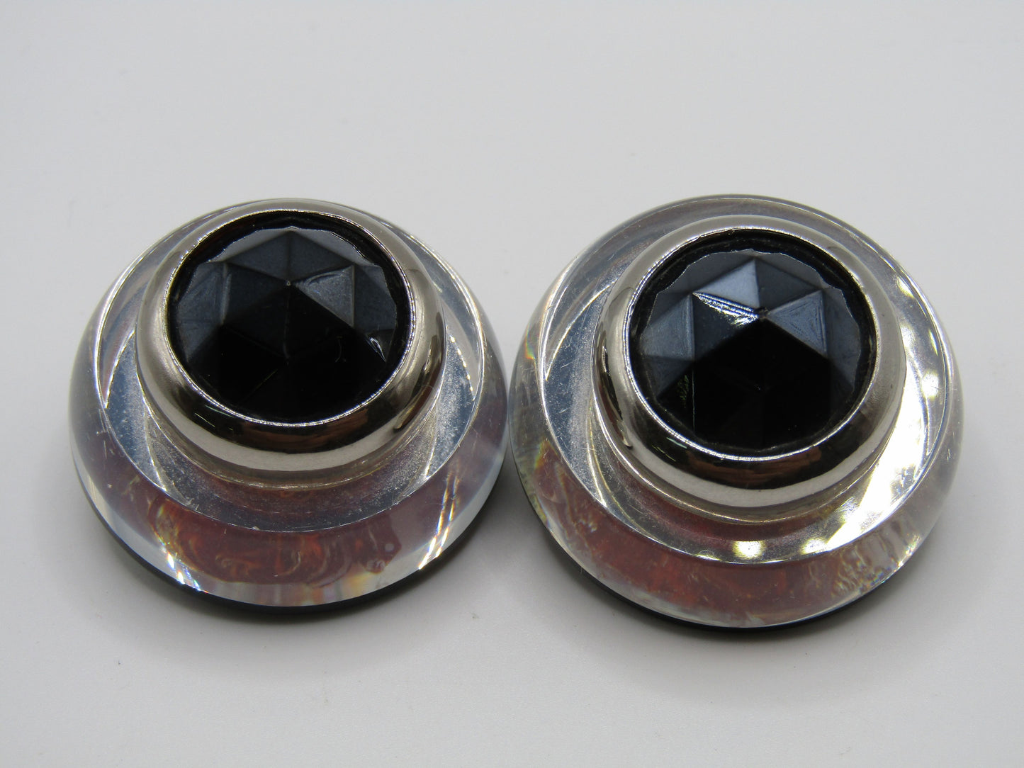 Vintage Diva Chunky Lucite Clip-On Earrings
