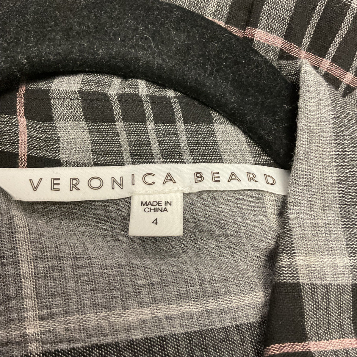 Veronica Beard Black Grey Plaid Ruched Wrap Button Up Dress - Size 4