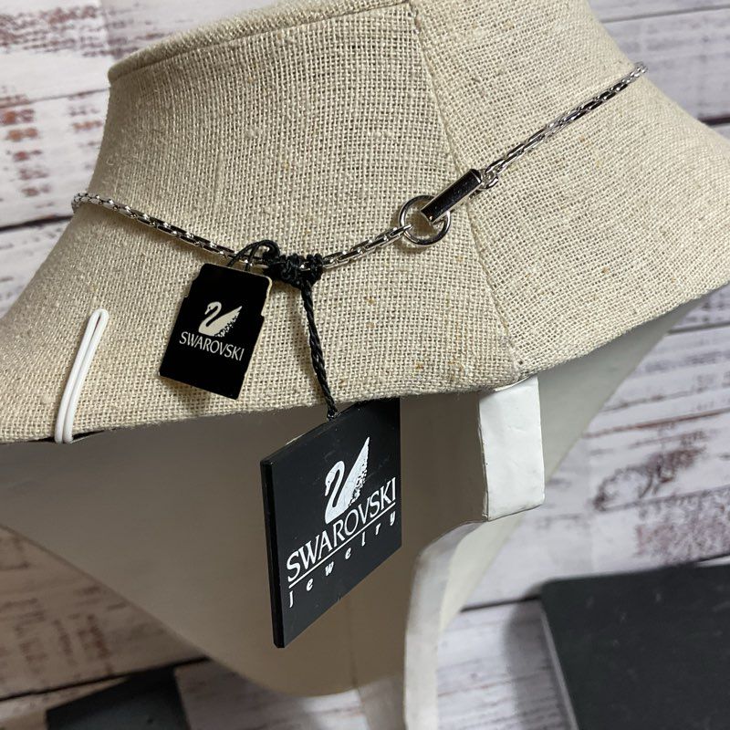 NWT SWAROVSKI Silver Tone Pave Heart 16" Necklace