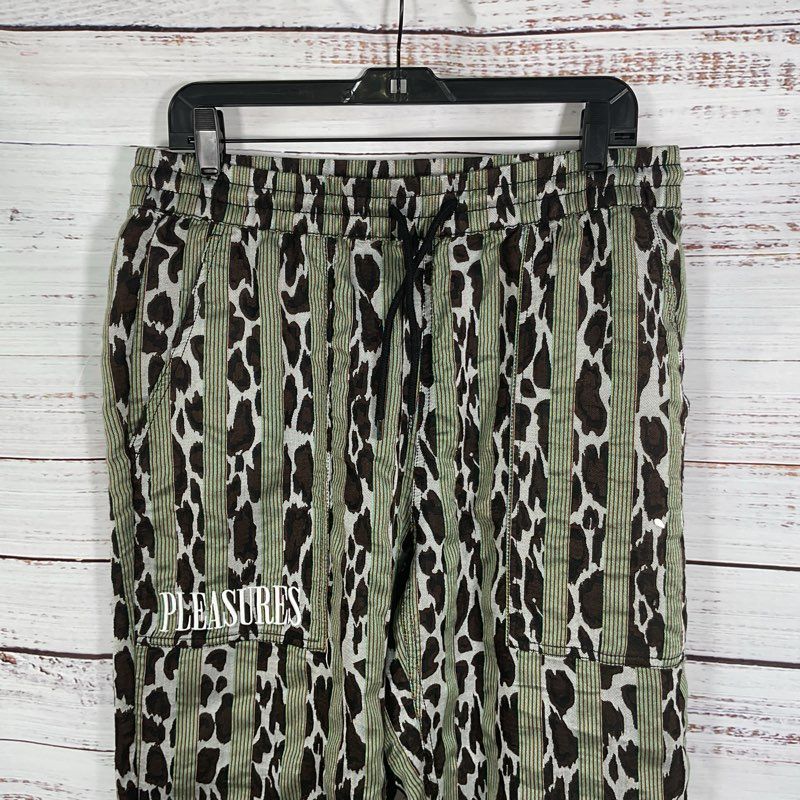 Pleasures Now Snow Leopard Spots w/ Multicolor Stripes Drawstring Pants - Size L