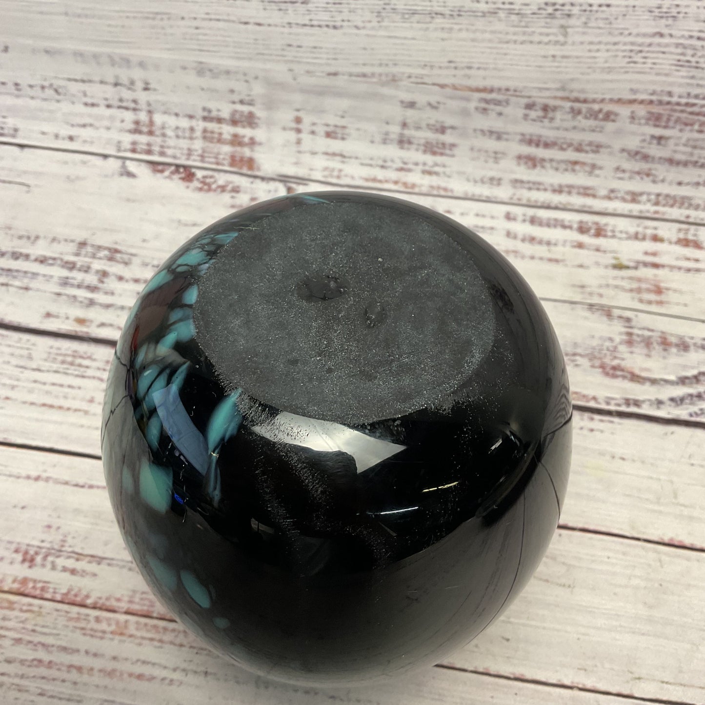 Black Teal Blue Dots 5.5" Round Short Vase