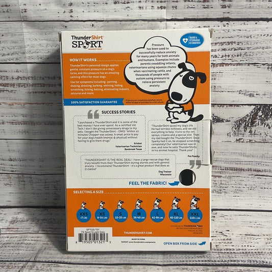 NOB Thundershirt Sport Dog Anxiety Vest Platinum Orange Trim