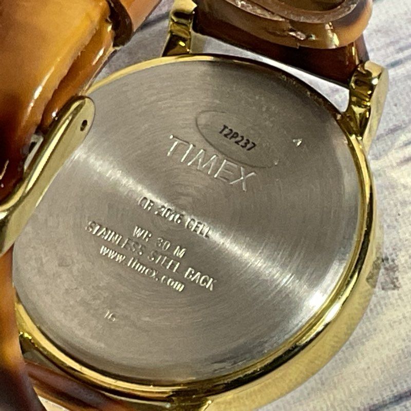 TIMEX T2P237 Women's Gold Tone Tortoise Band Watch- NEEDS BATTERY
