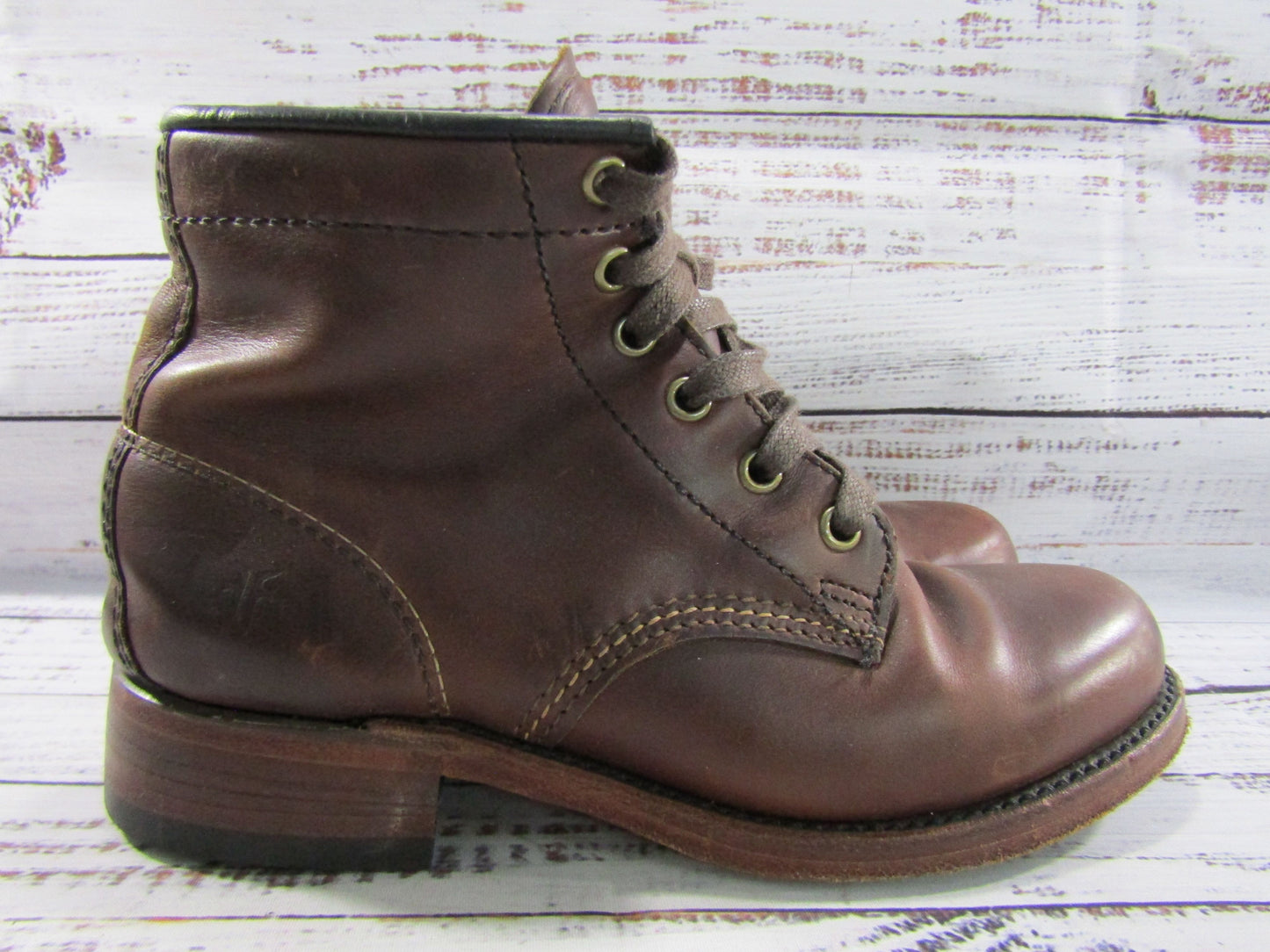 Frye Women's Brown Leather Ankle Lace Boots Size 6 B