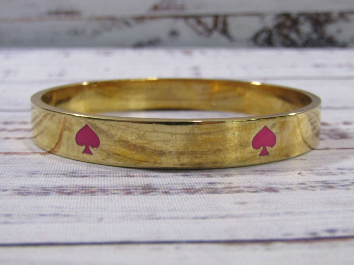 Kate Spade Gold Plated Love Knot Bracelet & Pink Spade Enamel Bangel Bracelet