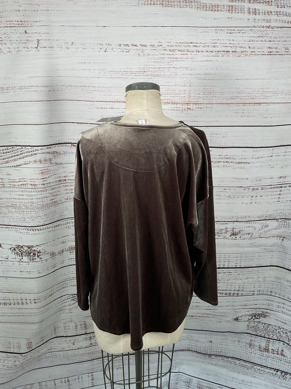 NWT J Jill Metallic Mocha Polyester Blend Pullover Blouse - Size XL Petite