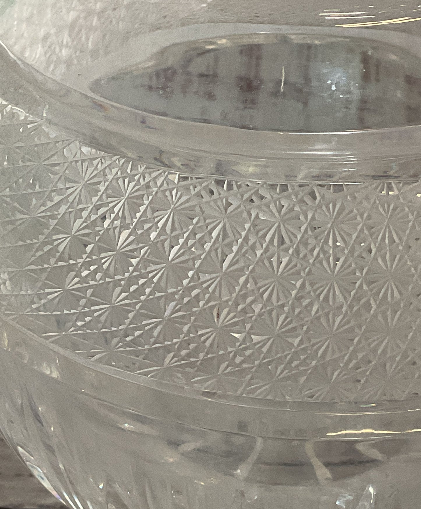 Vintage Bohemian Cut Glass Vase Clear Crystal