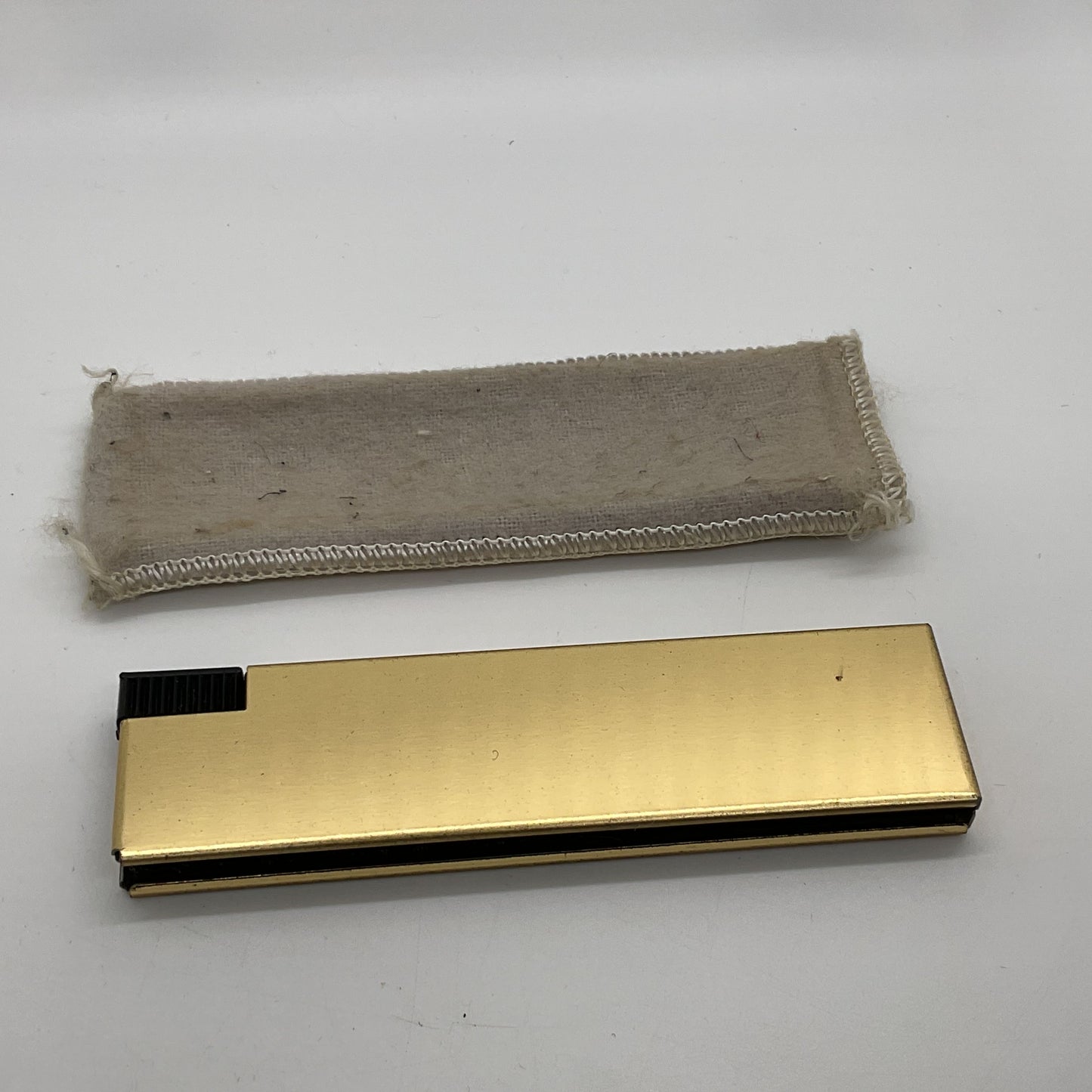 VTG. Gold Tone Folding Brush with Pouch- 4"