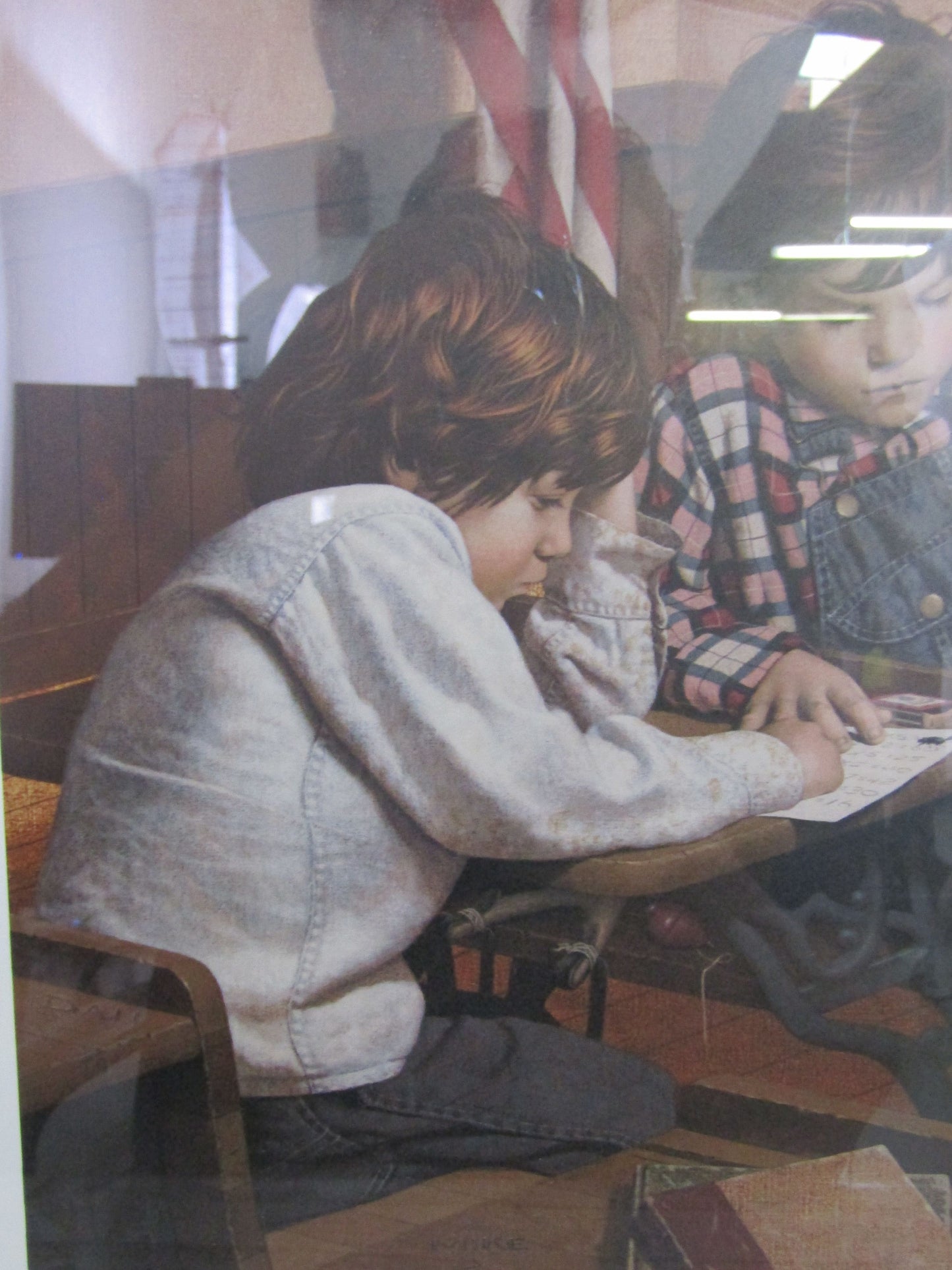 Kids in a Classroom Print by Jim Daly Signed. Framed