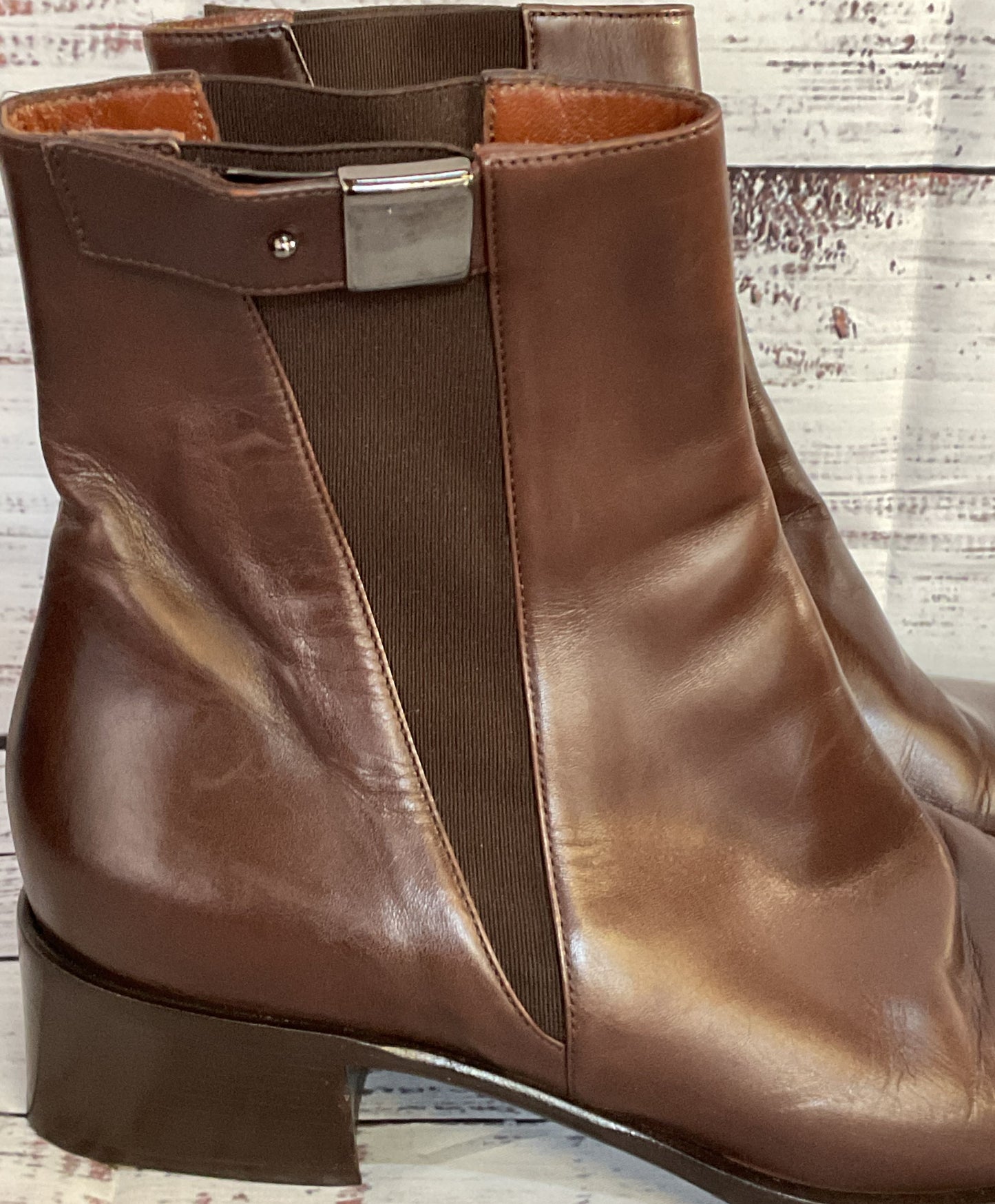 Francois Pinet Leather Buckle Boots Brown 8.5