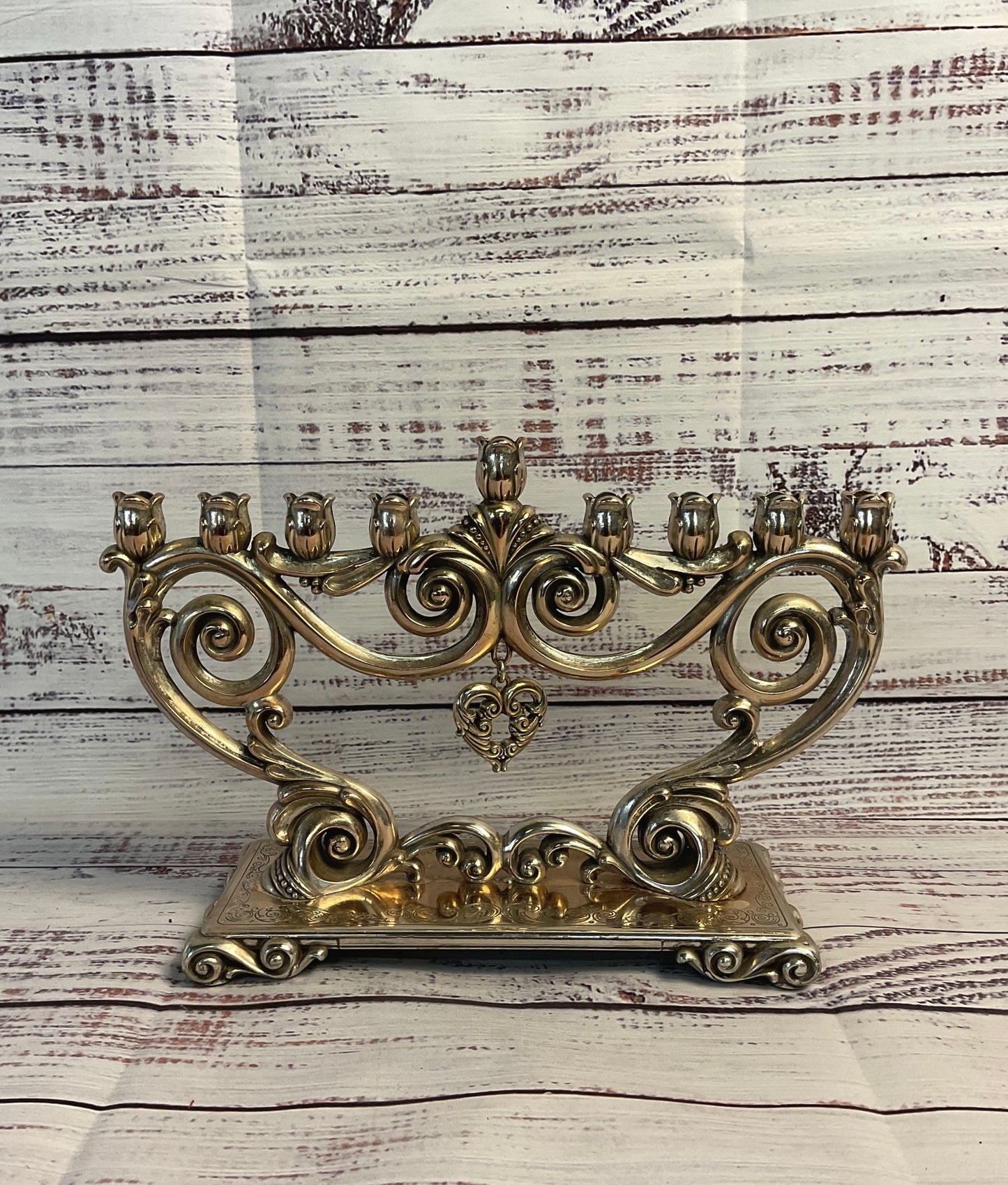 Traditional Scroll Brighton Silver Silver Plated Menorah