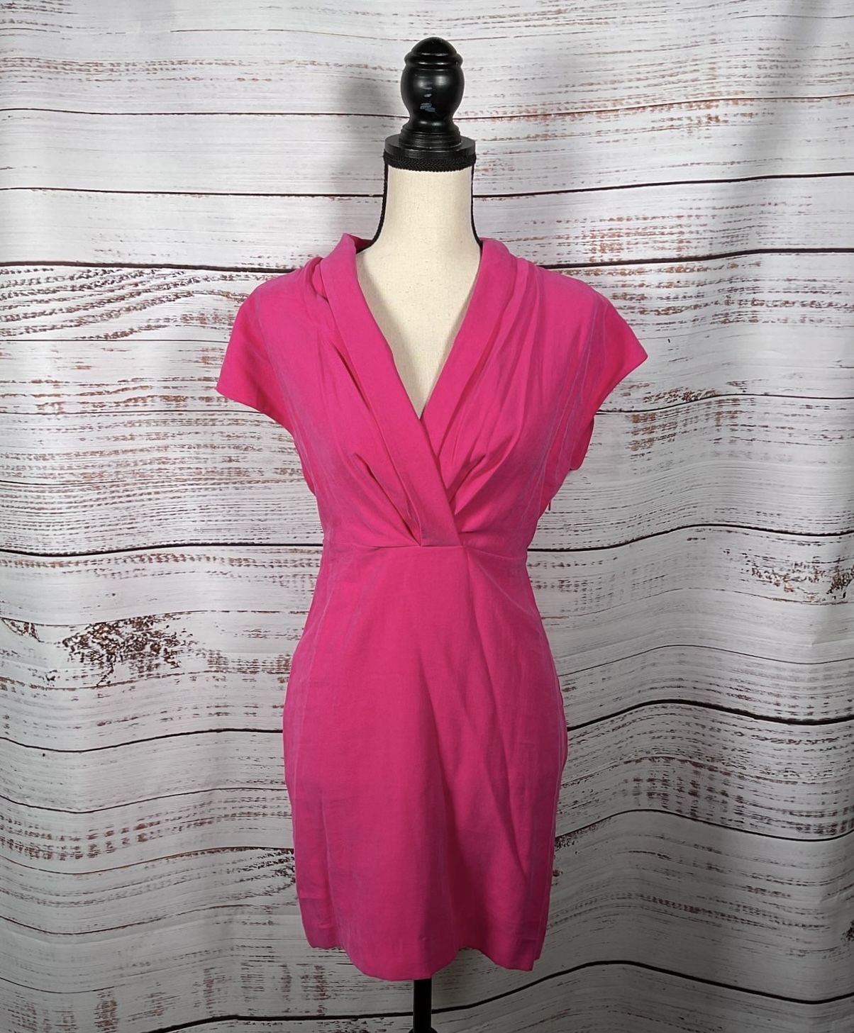 MNG By Mango Hot Pink Plunge Neckline Side Zip T-Shirt Dress - Size XS NWT