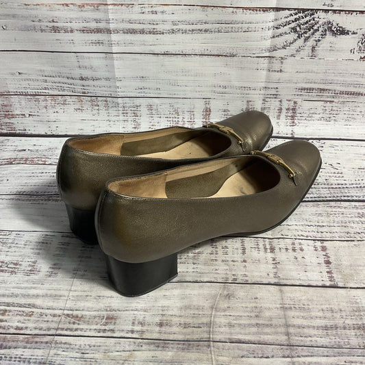 VTG. Salvatore Ferragamo Bronze Leather Horsebit Toe Pump Heel Women 9
