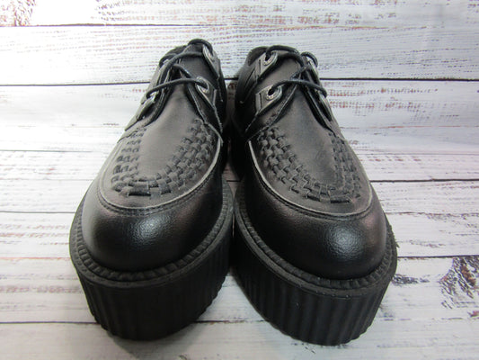 New Rock Creeper Women's Black Faux Leather Platform Oxford Size 7